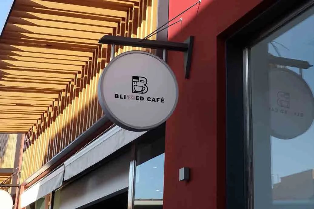 Blissed Cafe storefront sign