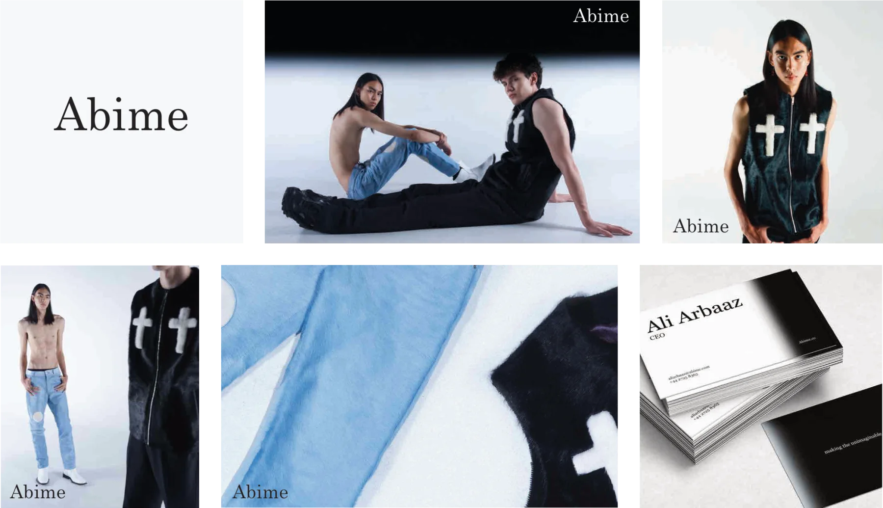 Abime lookbook, wordmark and business cards