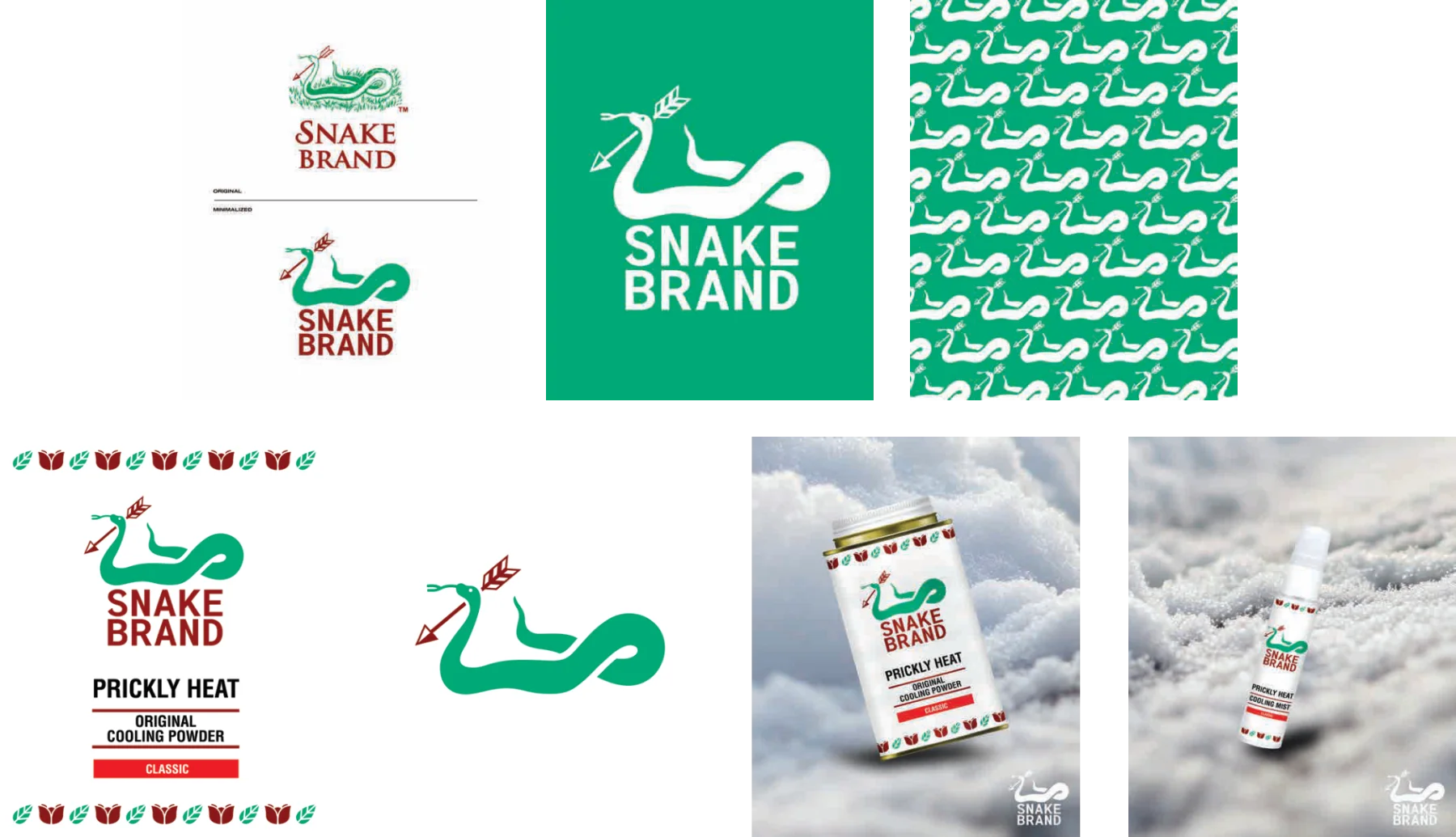 Snake Brand green snake mark, pattern and powder packaging